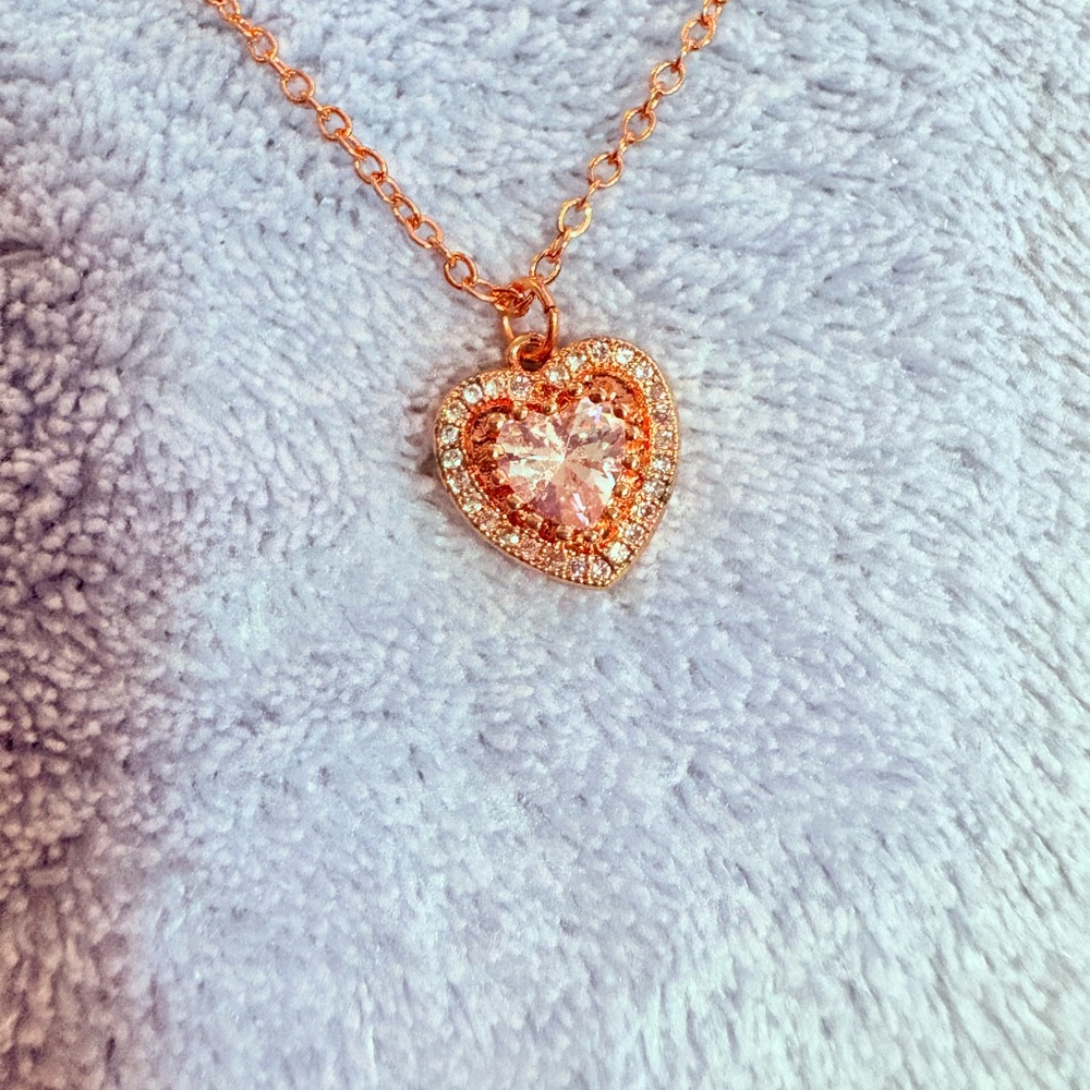 Rose gold Heart Shaped Necklace With‎ Cz Stones